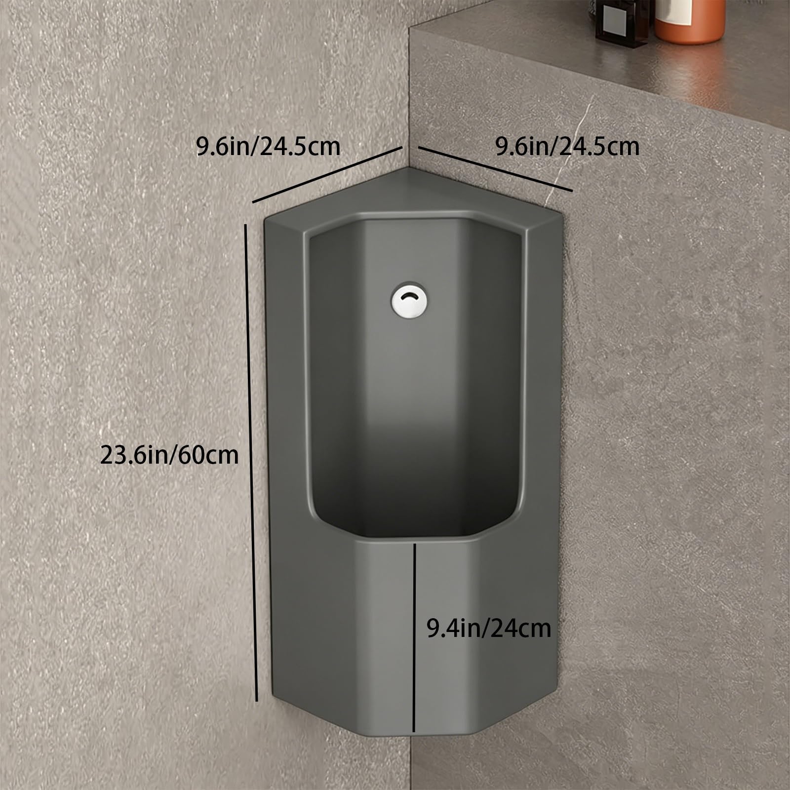 Naścienny ceramiczny pisuar narożny dla mężczyzn z automatycznym czujnikiem spłukiwania, oszczędność miejsca i odporny na zachlapanie design do domu, hotelu, garażu, toalety komercyjnej