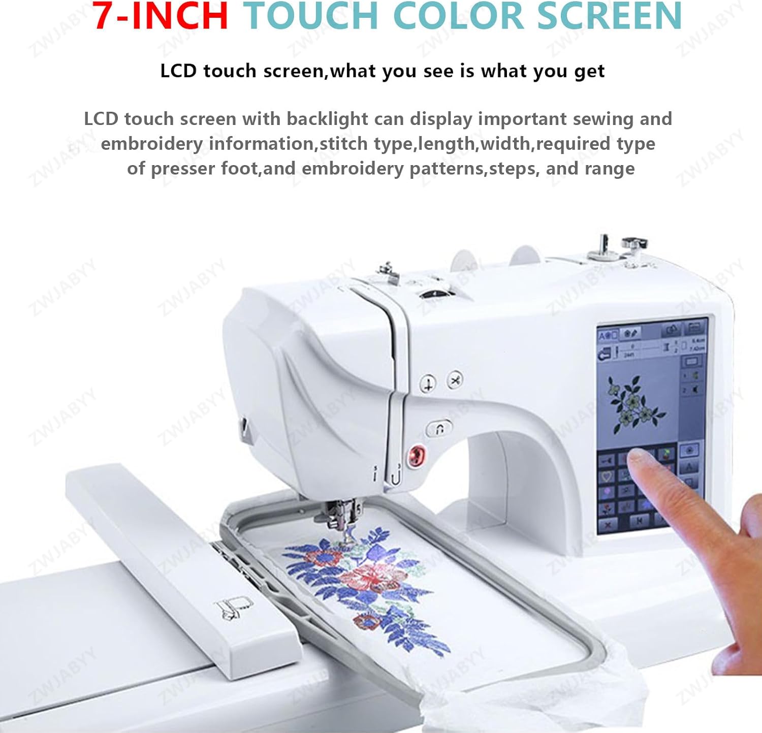 Sewing Machine,Embroidery Machine,Mini Household Portable Electric Sew,with 4x4/4x9.2in Embroidery Area and 7" LCD Touch Screen,USB Port,for Amateurs Beginners Embroidery Safety