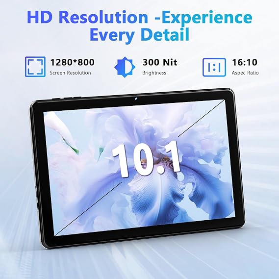 Raemond Android 15 Tablet 10 Inch with Case, 18GB RAM 128GB ROM | 1280 x 800 IPS HD Widevine L1, Octa-Core, 1TB Expandable, WiFi 6, BT5.4, Dual Camera 5MP+8MP, 6000mAh, GPS, Dual Speakers