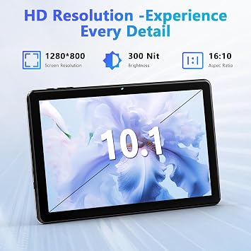 Raemond Android 15 Tablet 10 Inch with Case, 18GB RAM 128GB ROM | 1280 x 800 IPS HD Widevine L1, Octa-Core, 1TB Expandable, WiFi 6, BT5.4, Dual Camera 5MP+8MP, 6000mAh, GPS, Dual Speakers