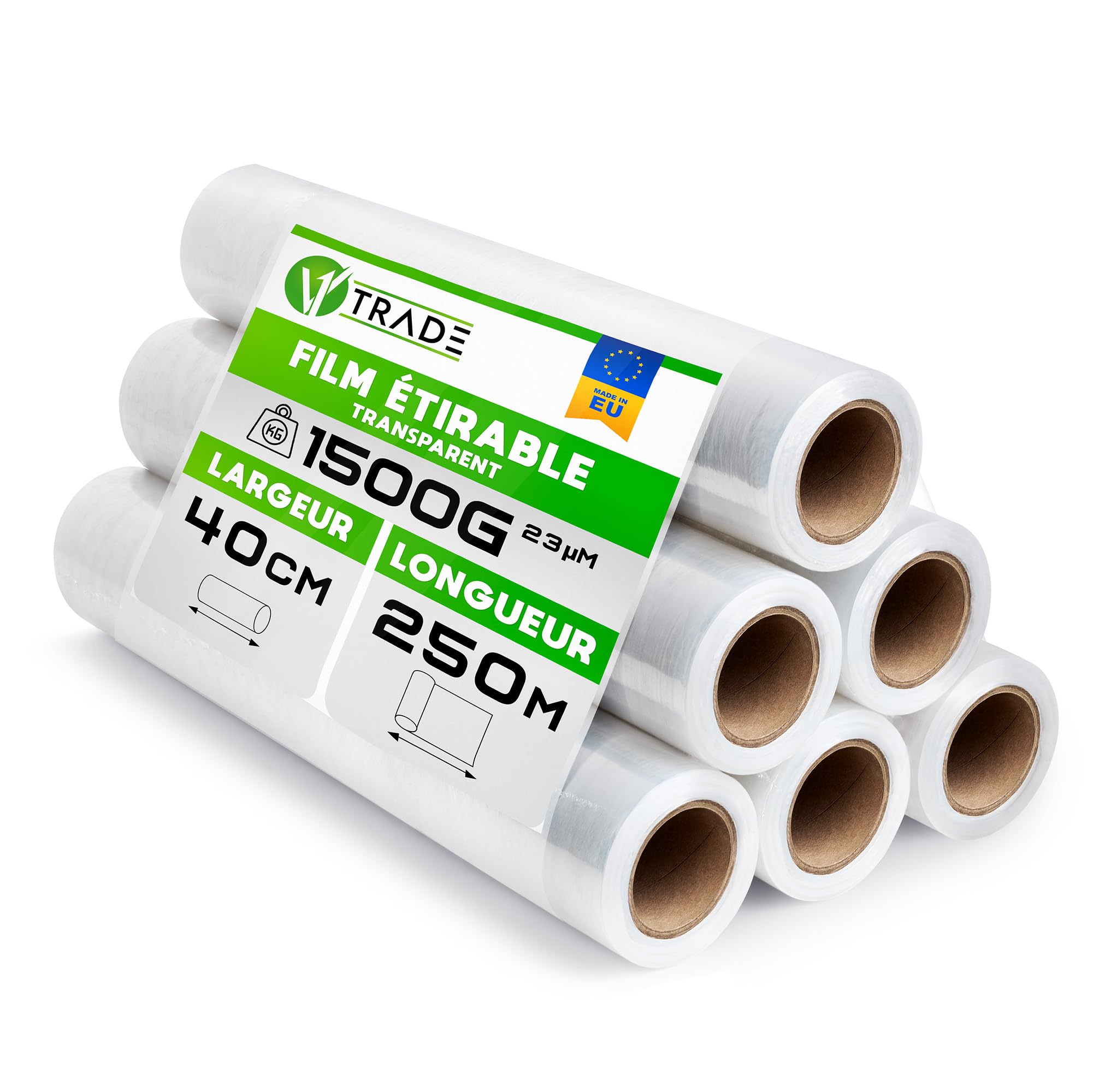 Film Etirable Déménagement 6 Rouleaux Transparent 40cm x 250m Plastique Protection Colis Meubles
