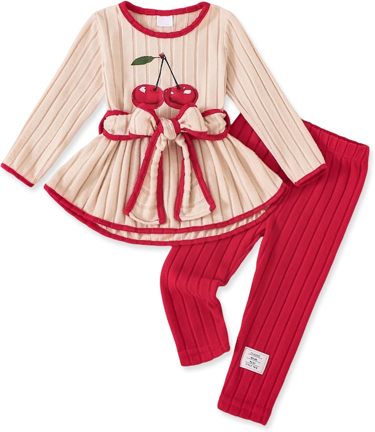 Toddler Baby Girl Clothes Fall Outfits Winter Long Sleeve Irregular Hem Top Belt Pant Sets 3Pcs
