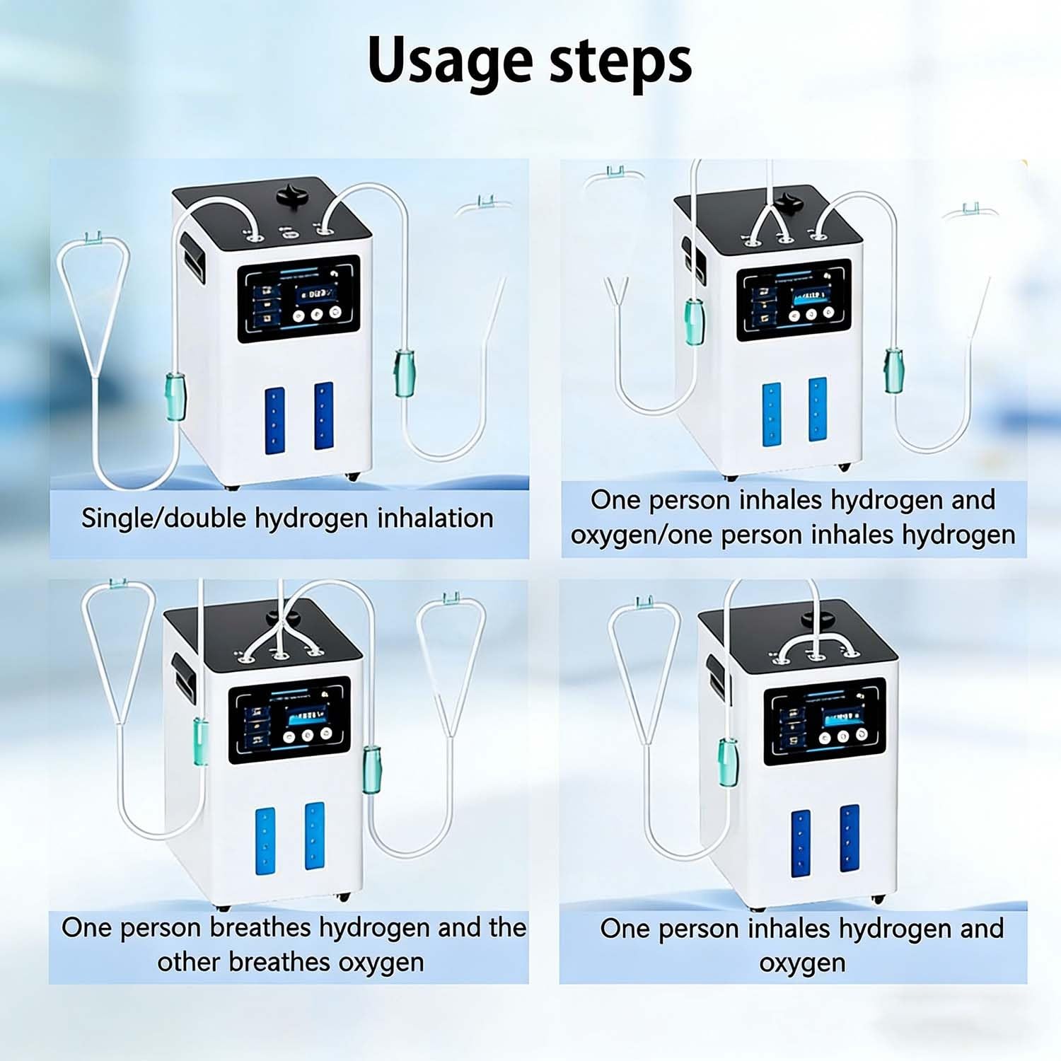 Inhalator Trójpunktowy, Inhalator Wodorowy, Siedmiostopniowa Separacja Gaz-Ciecz, Brak Rozpylania Wody, Brak Przepływu Wstecznego, Przyspiesza Produkcję Wodoru(900ml)