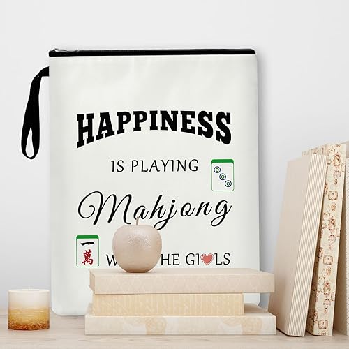 Miniatura 7 de Mahjong Lover Gift Book Sleeve Bookish Book Cover Gifts for Mahjong Players Mahjong Themed Birthday Gifts for Grandma Sister Book Protector Pouch