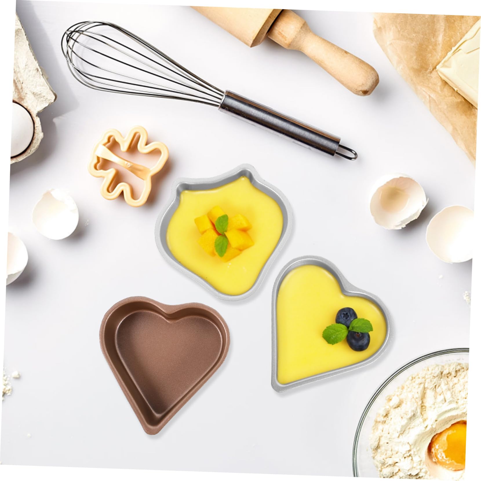 PRETYZOOM 5 Set Di Teglie Da Forno A Forma Di Cuore Per Fragole Teglie Antiaderenti Per Budino Cupcake Muffin Ramekin Teglia Per Crostate Per Torte in Materiale Sicuro 3 Pezzi*5