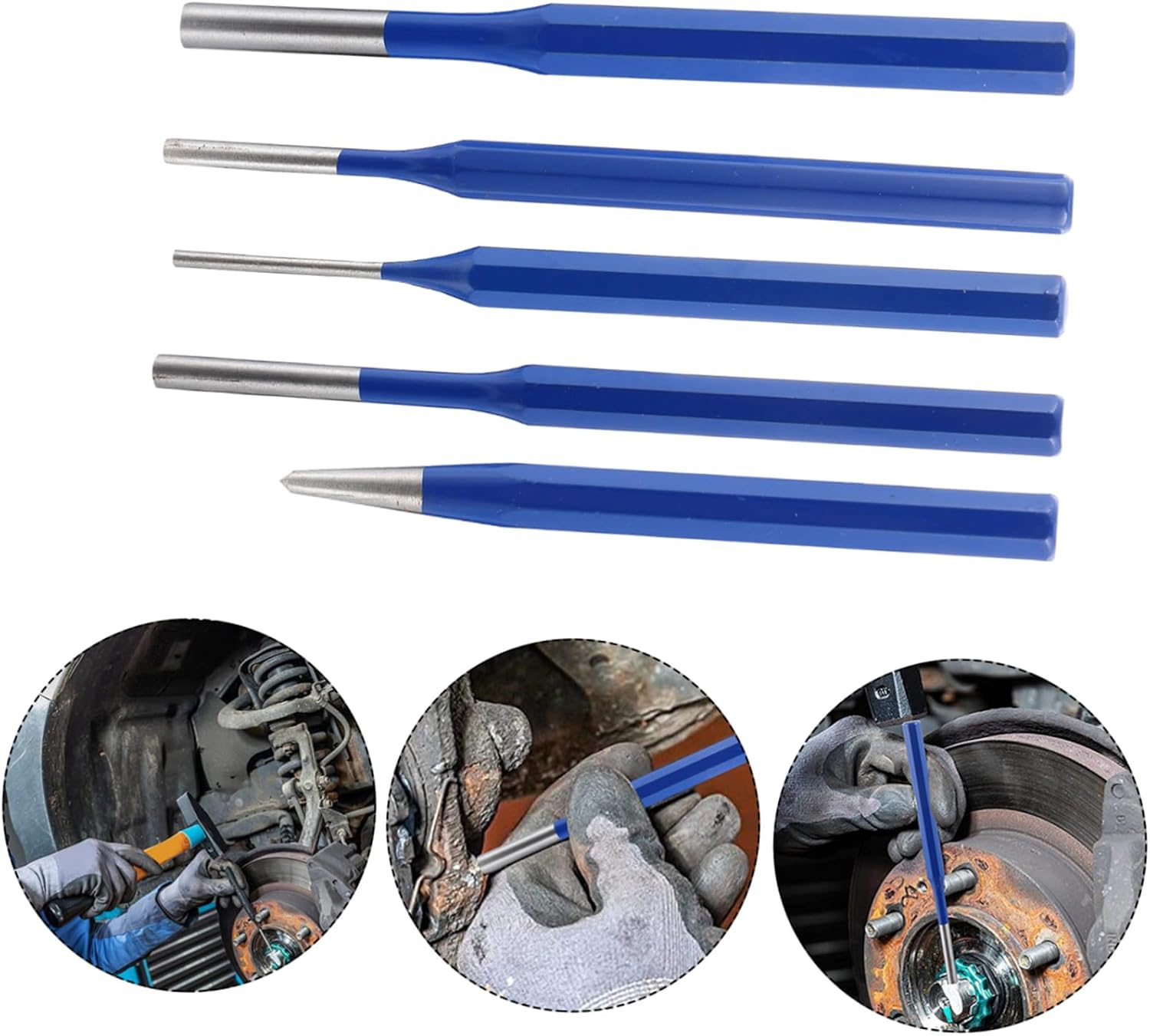 5pc Set of Pin Punches Cylindrical Punches for Drilling (3mm 4mm 5mm 6mm 8mm)