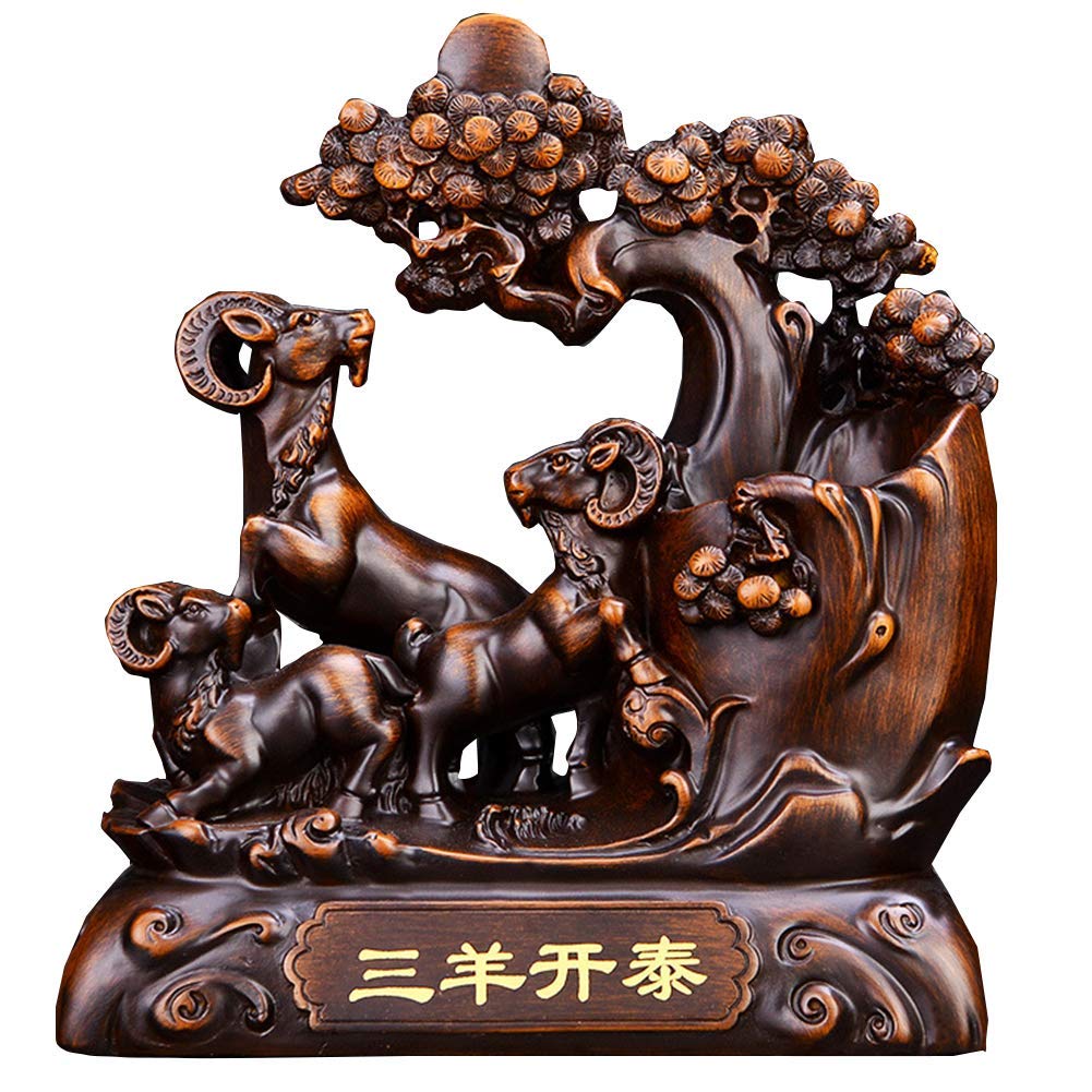 Figurines de Moutons Statues Décoration Table Bureau Maison Feng Shui Richesse