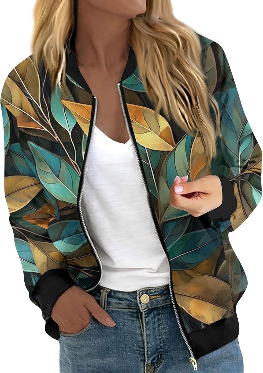 Damen Bomberjacke Leicht - Blouson Jacke Für Sommer & Übergangszeit