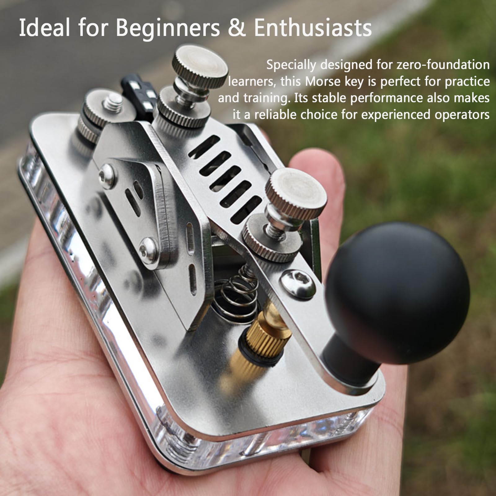 Mini Manipulateur Télégraphique Morse, Manipulateur Manuel, Manipulateur CW Droit Portable, avec Prise Jack 3,5 Mm, Acier Inoxydable, pour Débutants