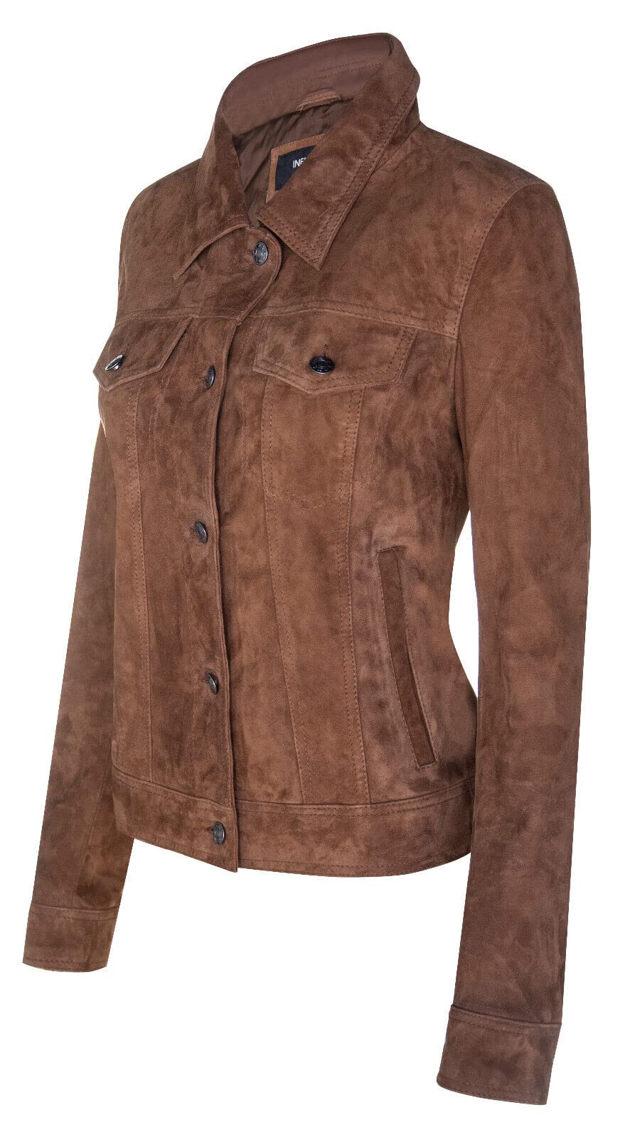 Infinity Leather Damen Wildleder Trucker Klassisch Western Leder Jeansjacke