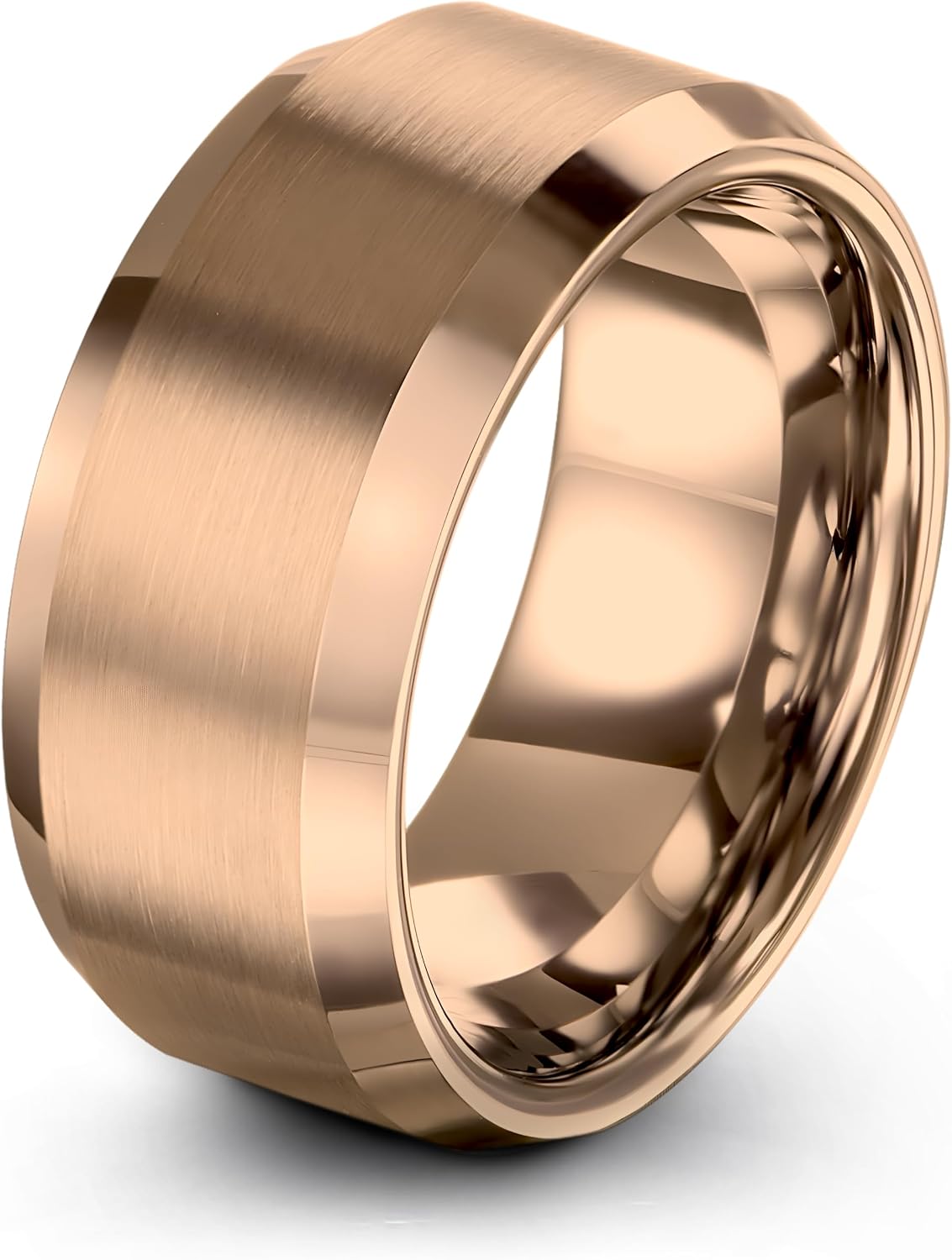 Tungsten Wedding Band Ring 10mm for Men Women Comfort Fit Gray Beveled Edges Brushed