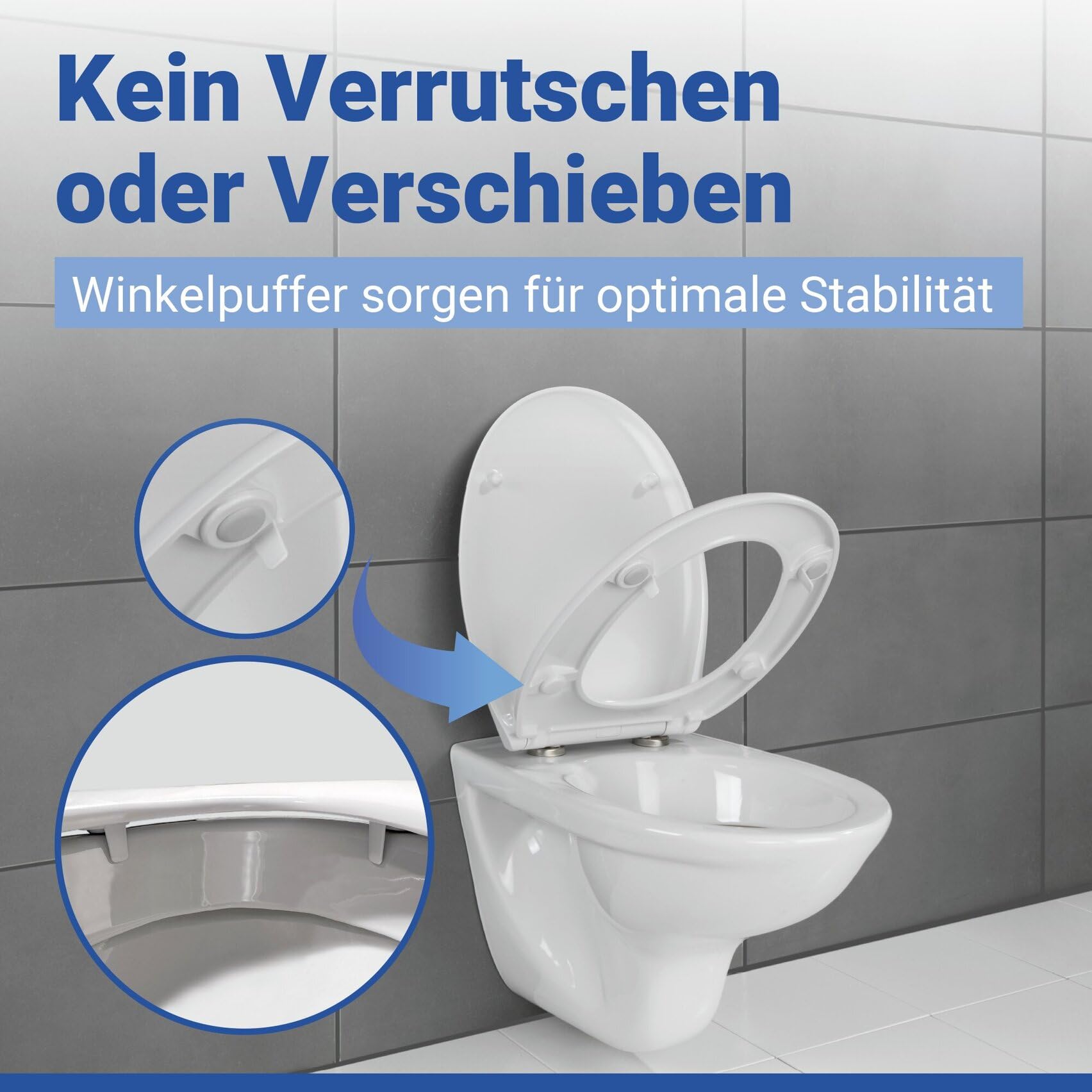 WENKO Toilettendeckel mit Absenkautomatik, hohe Belastbarkeit bis 350 kg, ovaler WC Sitz, abnehmbar, Klodeckel aus antibakteriellem, stabilem Duroplast, einfache Montage, Mod. Rieti, weiß