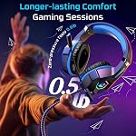 Ozeino Gaming Headset for Ps5 Ps4 PC, Over Ear Gaming Headphones with Noise Cancelling Microphone RGB Light, Deep Bass Stereo Sound Headset for Xbox Series X/S, Switch, Laptop, Mac, Phone