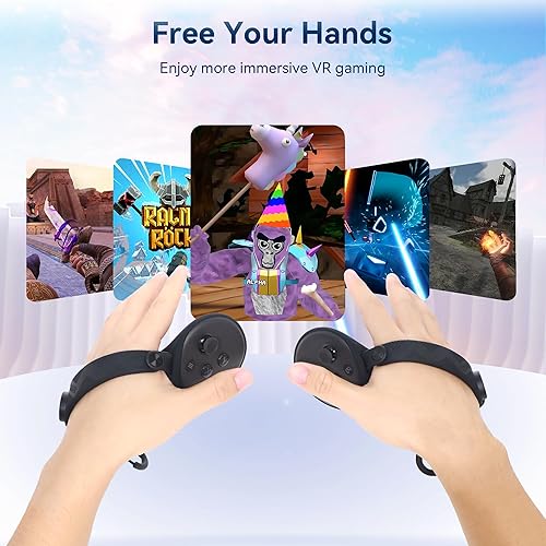 Vista 5 de AMVR Extended Controller Grips Cover Compatible with Meta/Oculus Quest 3S/Quest 3 Accessories, with Battery Opening Cover and Knuckle Straps