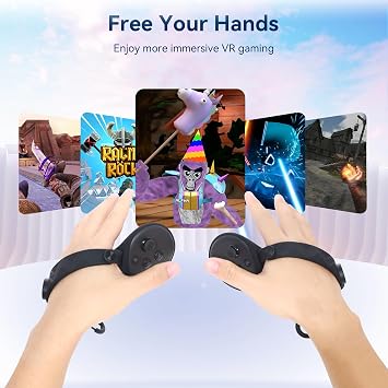 AMVR Extended Controller Grips Cover Compatible with Meta/Oculus Quest 3S/Quest 3 Accessories, with Battery Opening Cover and Knuckle Straps Protector