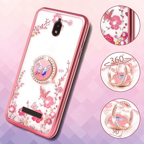 Miniatura 4 de nancheng Funda para BLU View 2 (B130DL  B131DL) con soporte de anillo para niñas y mujeres, bonita funda de protección a prueba de golpes de
