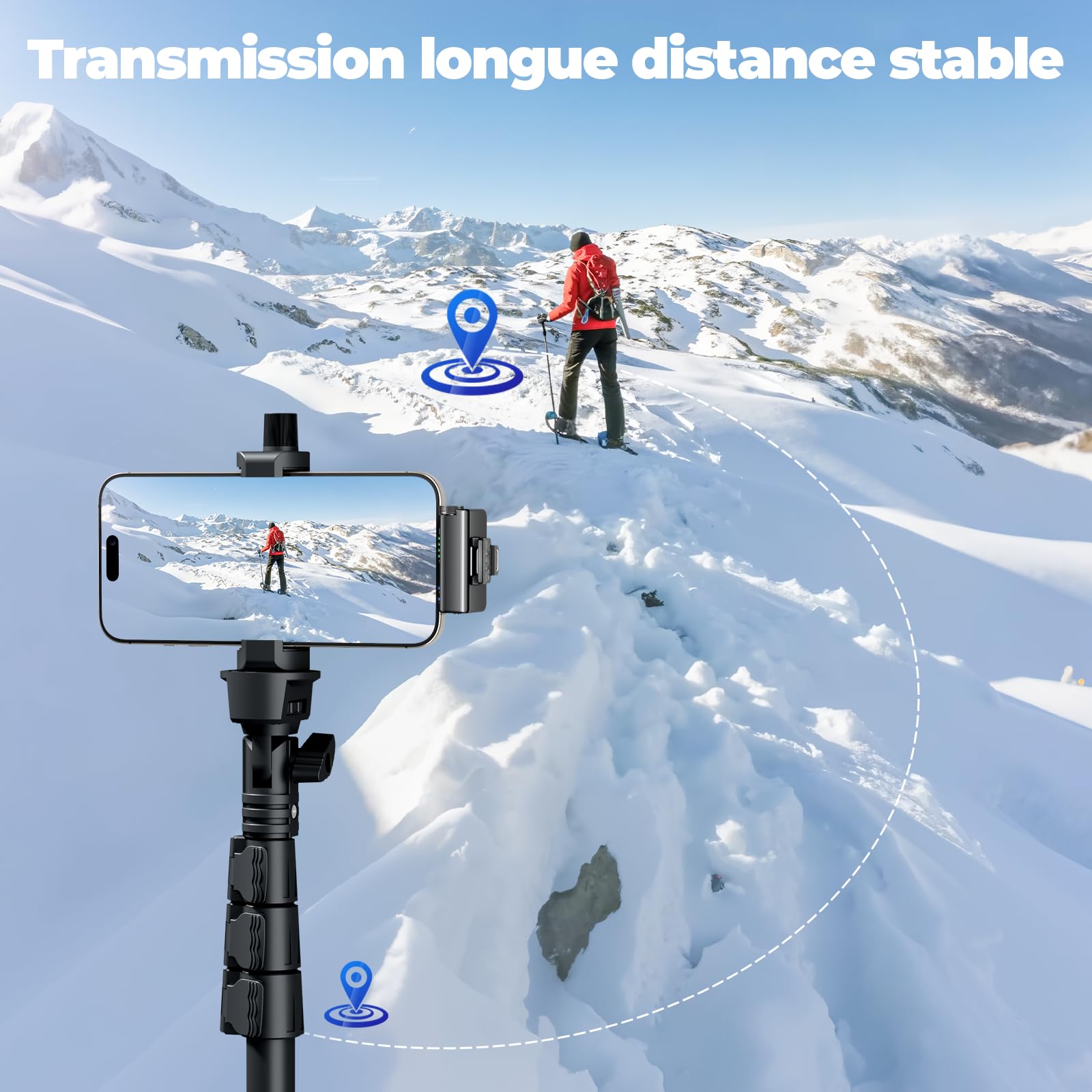 Micro Cravate sans Fil pour iPhone/Android/Caméra/Ordinateur - Réglage du Gain, Réduction du Bruit par IA, Boîtier de Recharge, Mini Microphone Magnétique pour Vlog, Streaming