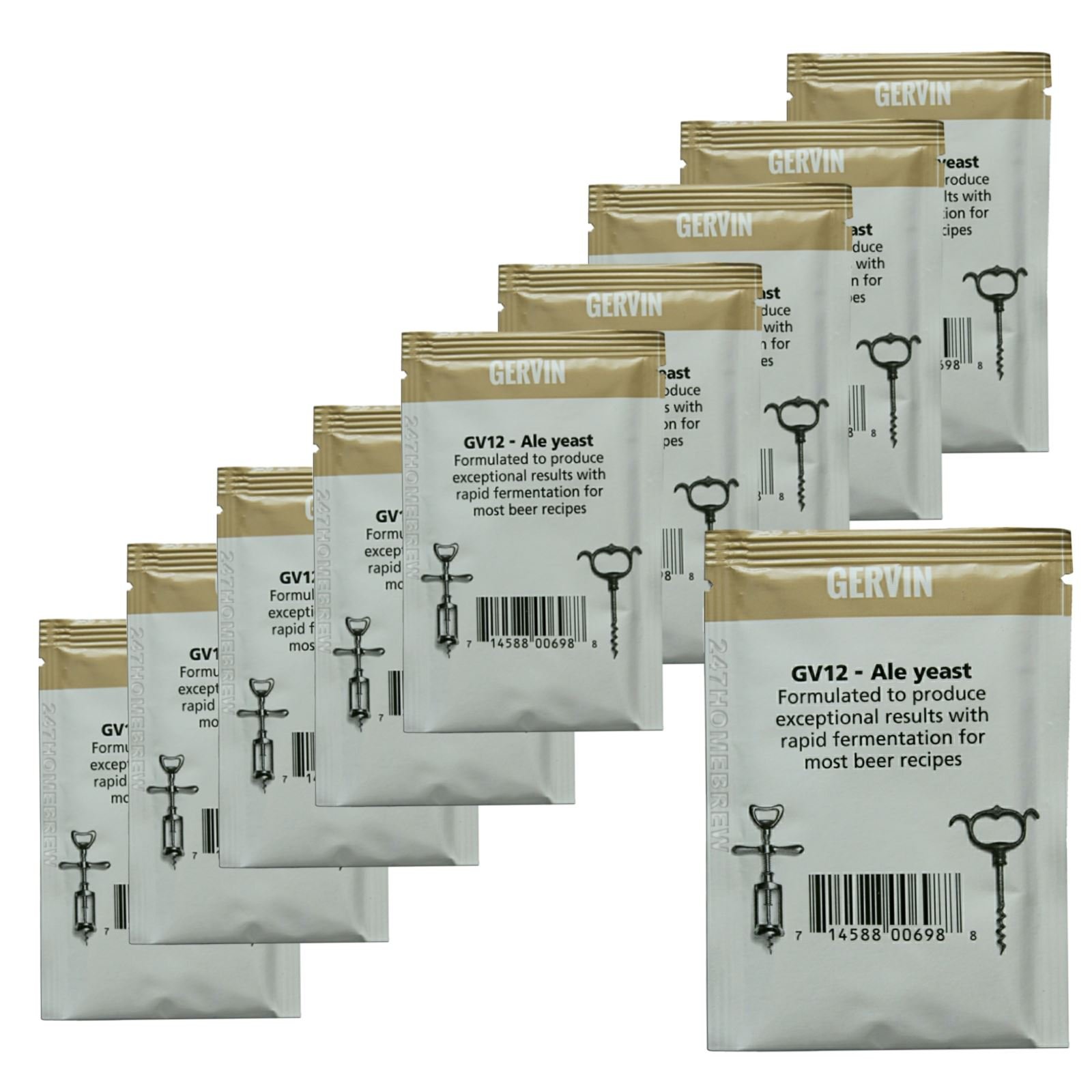 10x Gervin GV12 English Ale Yeast 11g for 5-23L 5 gallons Homebrew Beer Making