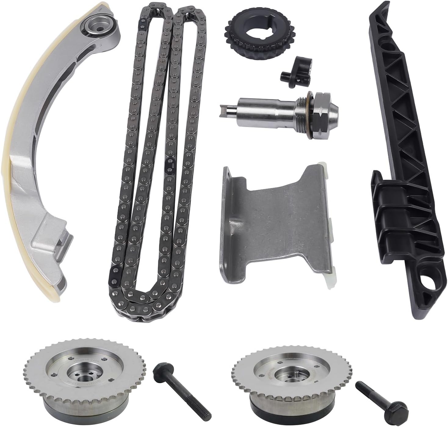 Engine Timing Chain Kit with Tensioner Guide Gear Oiler Replacement for Buick Chevy Captiva Sport Cobalt GMC Terrain Pontiac G5 2009-2017 L4 2.2L 12621505 12635048