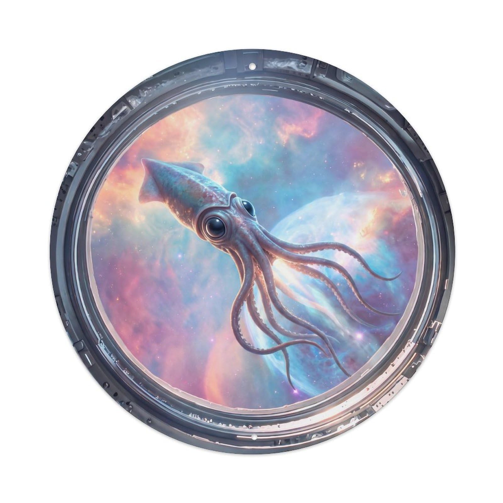 Metal Tin Sign Alien Squid from Space Station Porthole