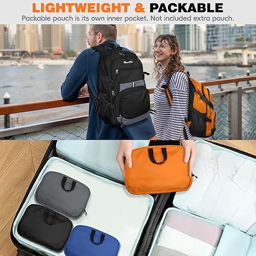 Miniatura 7 de Seektop Mochila de senderismo de 40 L plegable para mujeres y hombres, mochila de viaje ligera para llevar en el trabajo, negocios, ocio y trabajo