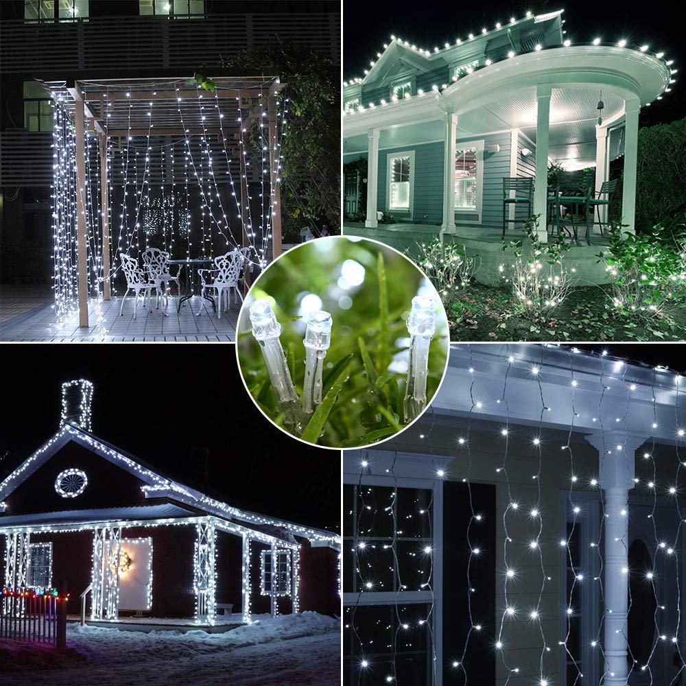 BrizLabs Luci Natalizie Esterno 15M 100 LED Bianco Freddo Luci Stringa 8 Modalità Impermeabile Catena Luminosa Decorazioni Natalizie per Interno, Giardino, Albero di Natale, Matrimonio