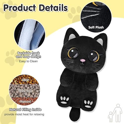 Vista 17 de Highland Cow Almohadillas térmicas para microondas para vientre, cuello y hombros, felpa calentable con calor húmedo, funda de felpa extraíble