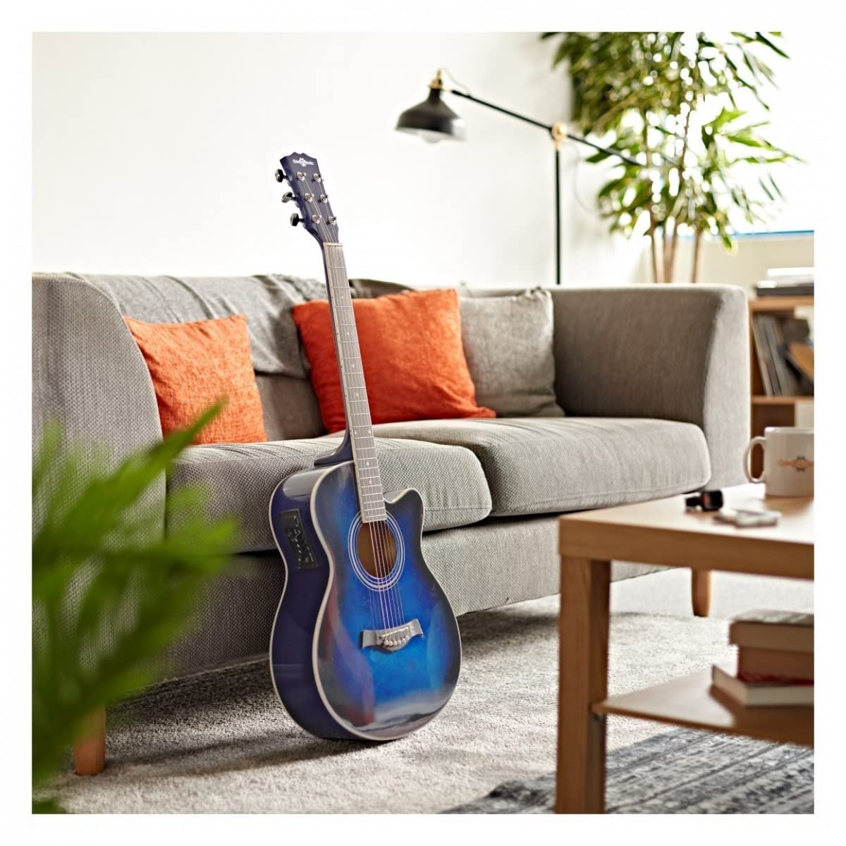 Gear4music Chitarra Elettroacustica con Amplificatore 15W Pacchetto per Principianti Blu | Tavola in Abete con Fasce in Sapele, Preamplificatore Integrato con Pickup Sotto Sella, Ampli 15W, Blu