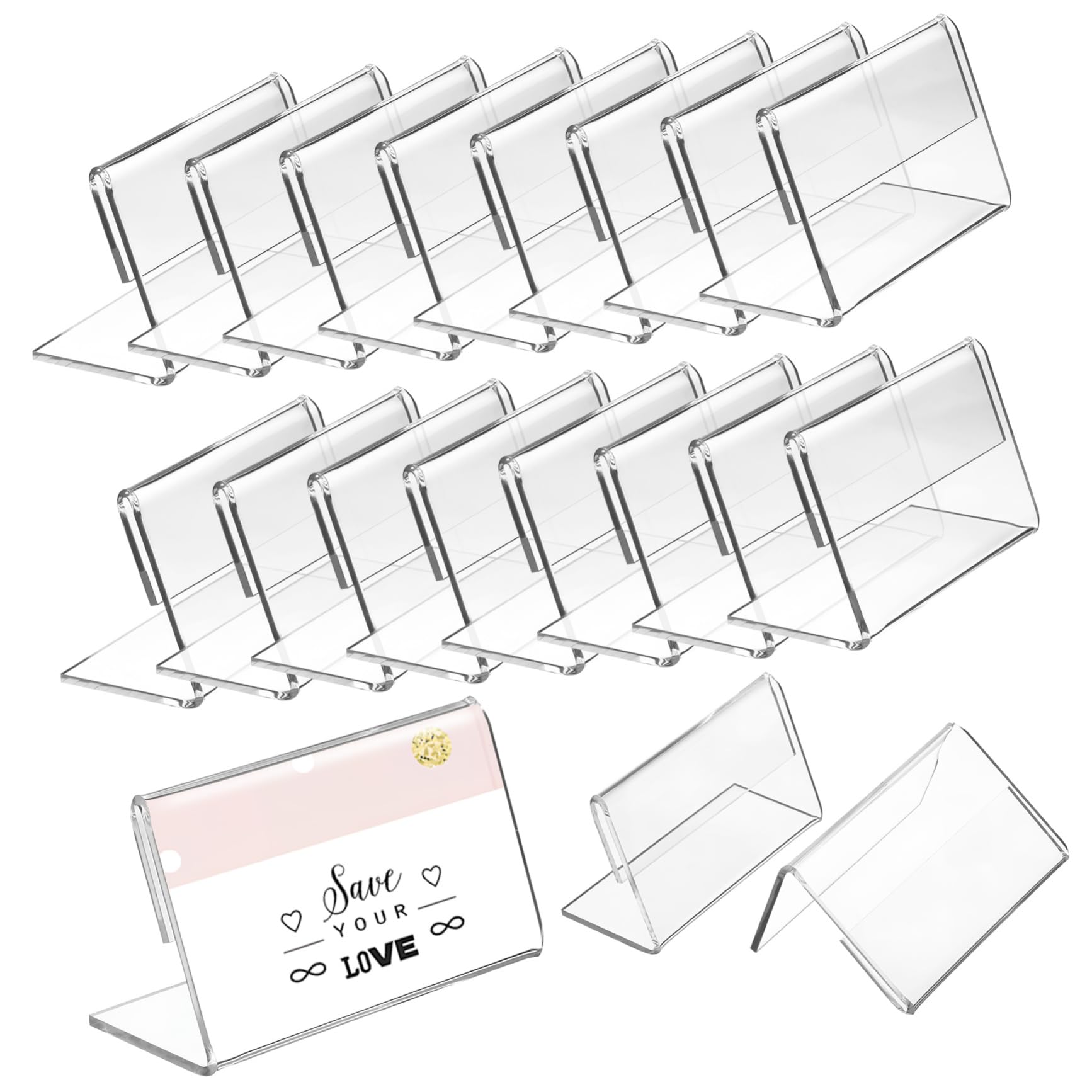 ULTECHNOVO 3 Set Porta Cartelli Pubblicitari Trasparenti Da Tavolo Mini Cartelli Per Esposizione Di Cibo Porta Adesivi Porta Etichette Per Esposizione Di Negozi Porta 48 pezzi * 3