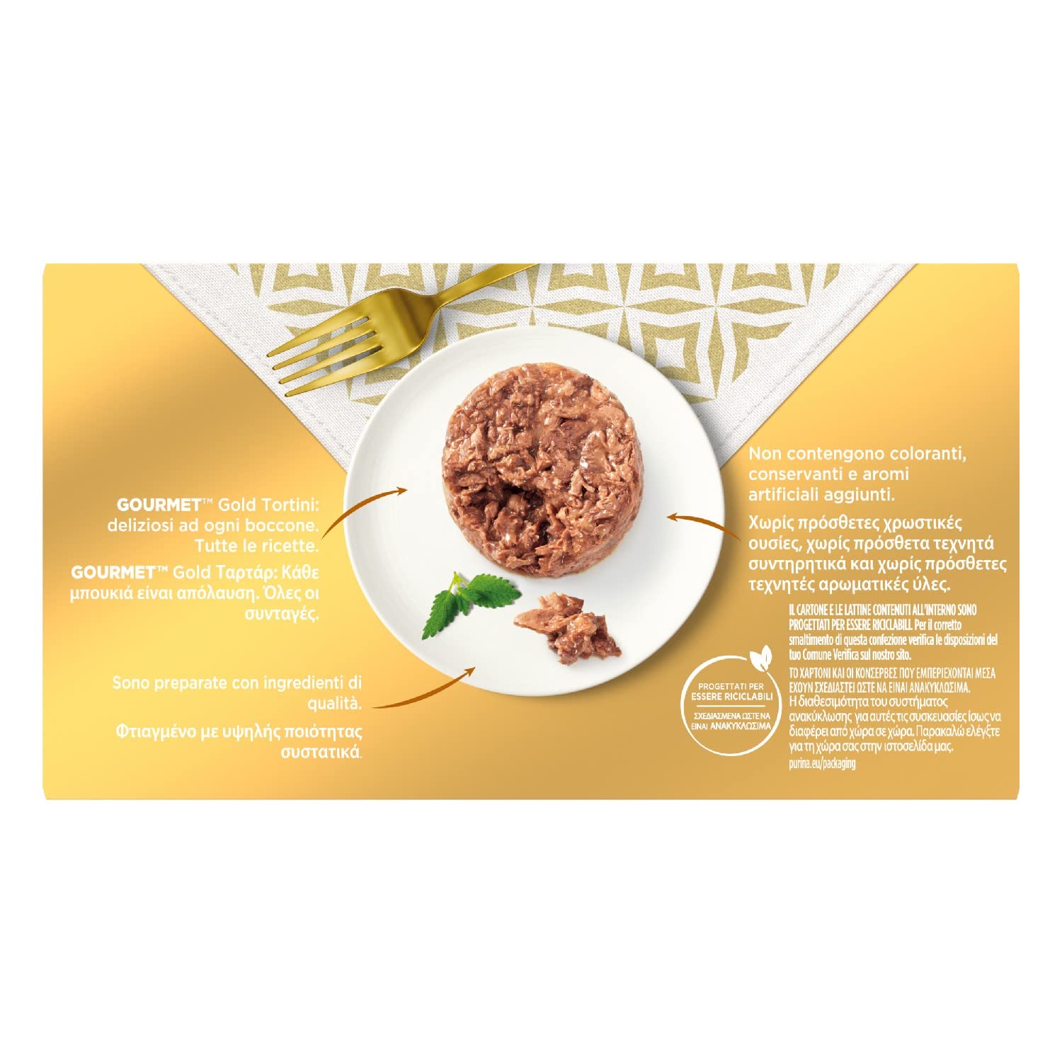 GOURMET GOLD Cibo umido per gatti adulti Tortini con Salmone e Tonno 48 lattine da 85g