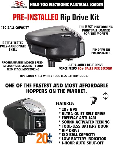 Miniatura 2 de Maddog Empire Mini GS - Marcador electrónico completo para pistola de paintball con tanque de paintball 483000 HPA y paquete de inicio de cargador