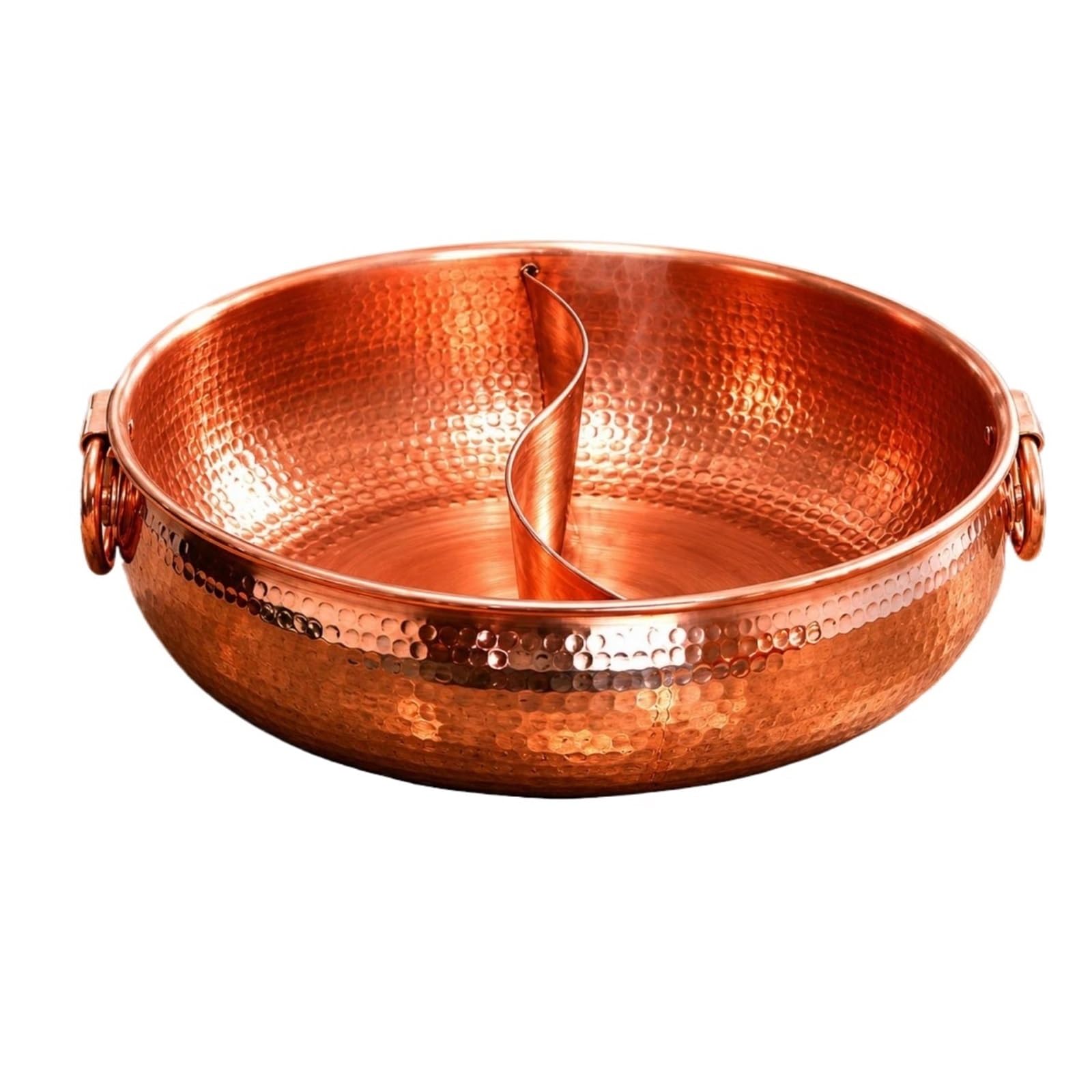 Pot en cuivre martelé 28CM pour réussir vos bouillons Yuan-yang sans brûler