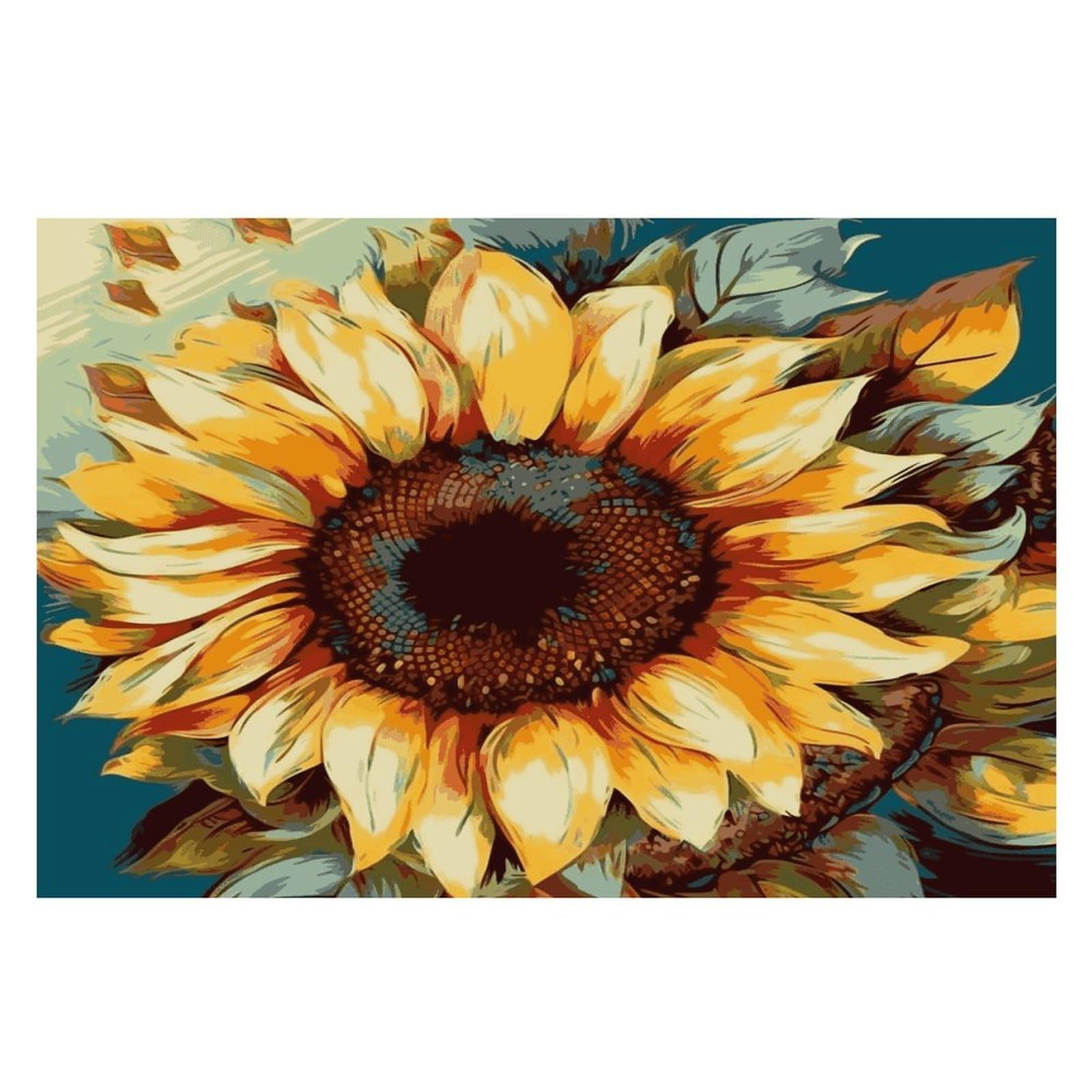 Color Painting Sunflower Placemats Heat-Resistant Washable Place Mats Anti Slip Dining Table Place Mats Wipeable Dining Table Mats Kitchen Decoration Placemats 17.7’’×11.8’’