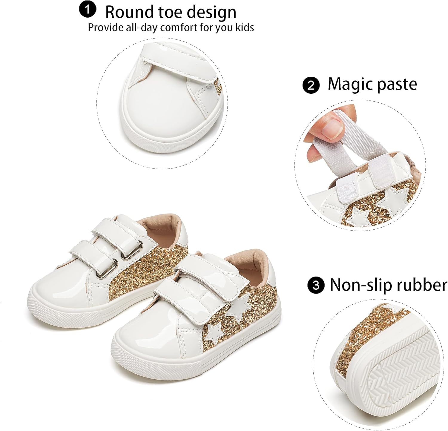 GINFIVE Toddler Girls Sneakers Little Girls Slip On Shoes School Sneakers Toddler - Image 7