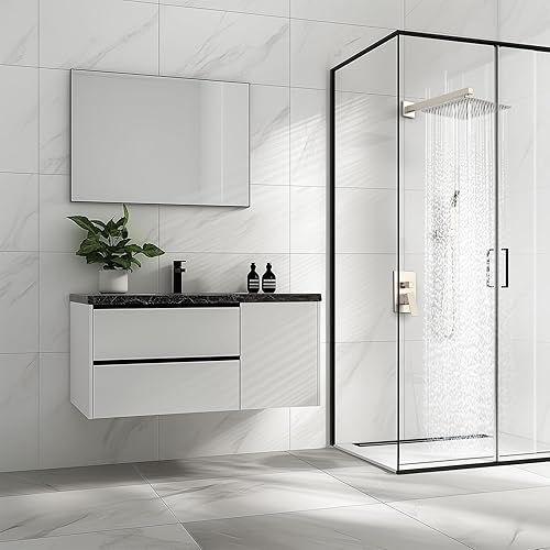 Miniatura 9 de SR Sun RISE - Cabeza de regadera de 12 pulgadas de acero inoxidable 304 de acabado cepillado y níquel, alta presión de agua, ultradelgada, ahorra