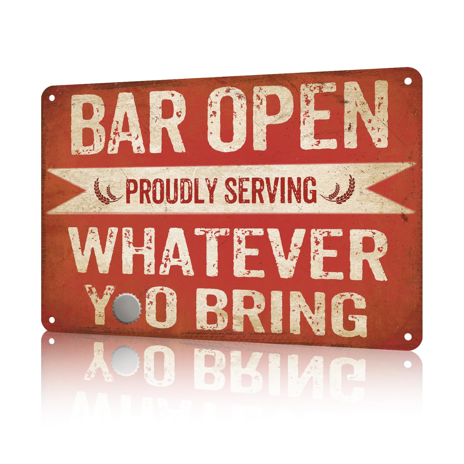 Anceky Funny Wall Decor Bar Open Proudly Serving Whatever You Bring Vintage Metal Signs Tin Sign for Home Outdoor Wall Decor 12×16 Inch
