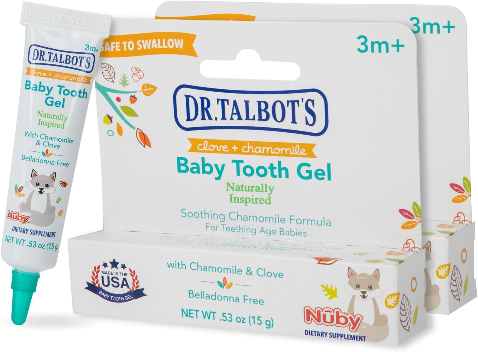 Dr. Talbot's Baby Tooth Gel for Sore Gums, Naturally Inspired, benzocaine Free, Belladonn 0.53 Oz(Pack of 2)