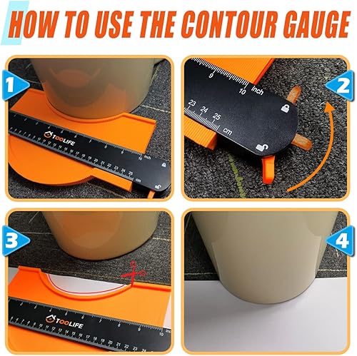Miniatura 2 de TOOLIFE Medidor de contorno, regalos de Navidad para hombres, papá, marido, herramientas de carpintería para pisos, carpintería, rellenos de