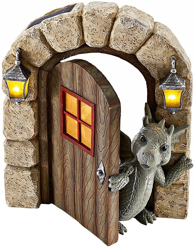 Courtyard Dinosaur Sculpture , Weatherproof Resin Statue Miniatures，Lovely Dragon Garden Ornaments Dragon Statue Garden Ornaments for Dragon Lovers Kids Friends Statue Miniatures - 20 x 15 cm