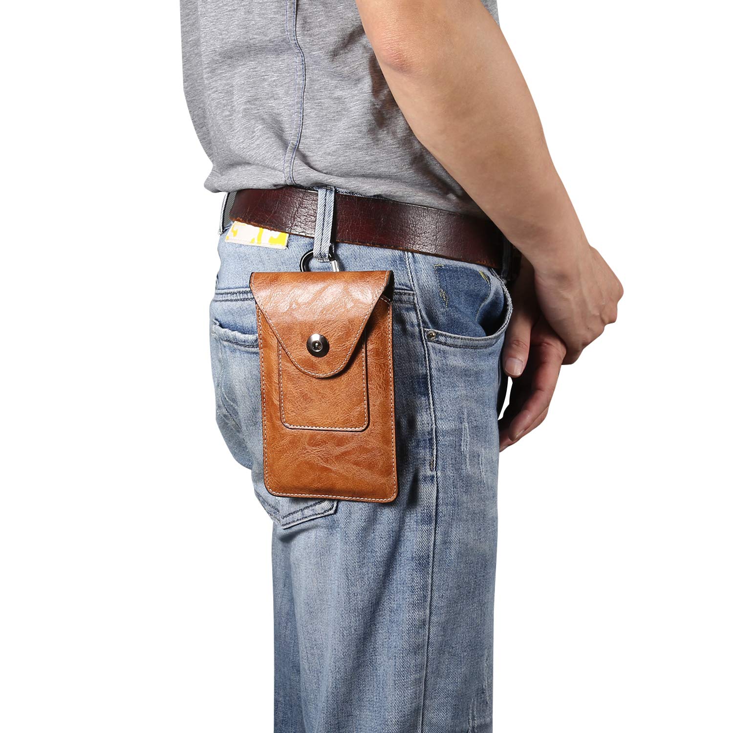 Borsa da Cintura per Cellulare Piccolo, Porta Cellulare da Cintura in Pelle Uomo, 6.5 Universale Verticale Borsello Clip Cintura Telefono Custodia Borsetta da Cintura Clip Smartphone Marsupio Fondina