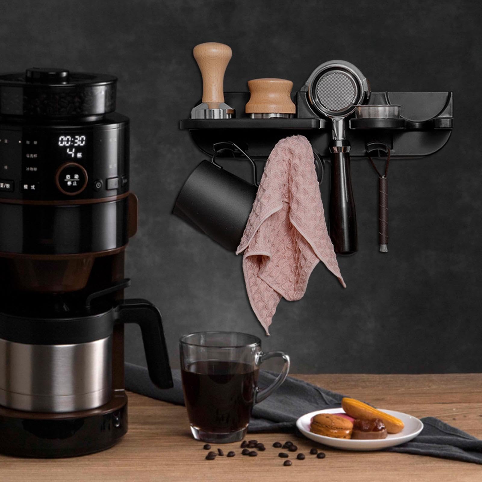 Espositore per caffè – 32 x 8 x 8 cm Base in ABS Pratico nizer con porta accessori da cucina pulito bar & Worpace Coffee Stat per gli amanti del caffè espresso
