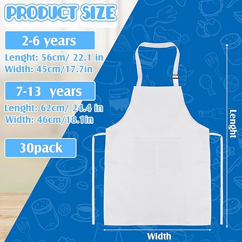 Miniatura 2 de Handepo 30 Pcs Children Artists Aprons Adjustable Chef Apron Kids Painting Aprons for Cooking Kitchen Grilling Painting