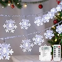 Vista 1 de Luces de Decoración de Navidad, 8 Modos y Temporizador con Control Remoto, 33 Pies 100 Luces LED Operadas con Pilas, Luces de Hadas Impermeables