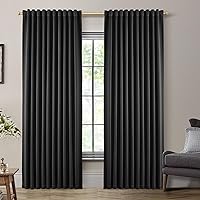 Vista 33 de SHINELAND Cortinas opacas de 102 pulgadas para sala de estar, cortinas opacas con pestaña trasera de 102 pulgadas de largo para dormitorio