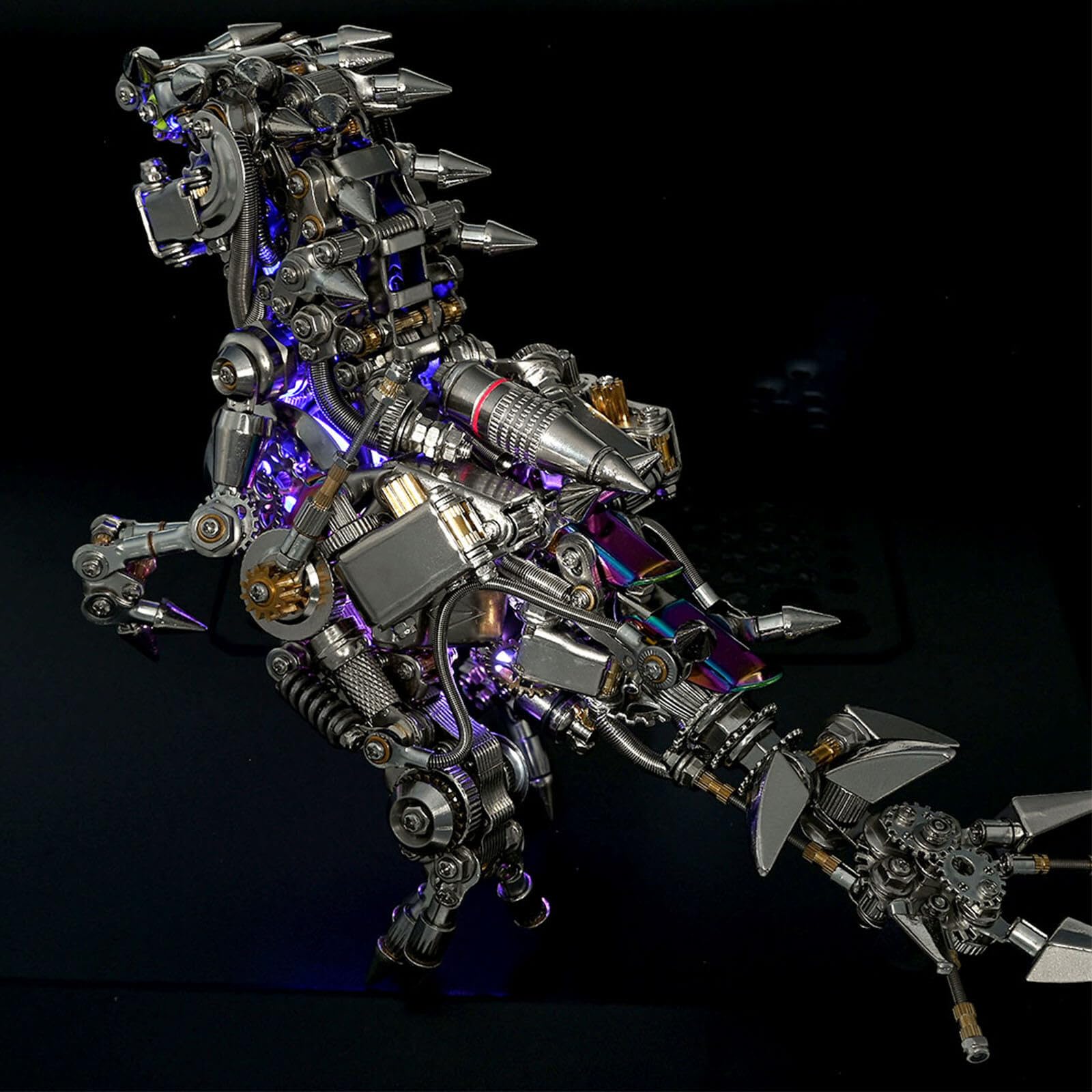 Kit di puzzle 3D in metallo dinosauro - Modello Steampunk T-Rex con ali e opzioni Gat-ling - Set di montaggio fai da te in acciaio inossidabile - Perfetto per adulti, appassionati di artigianato e