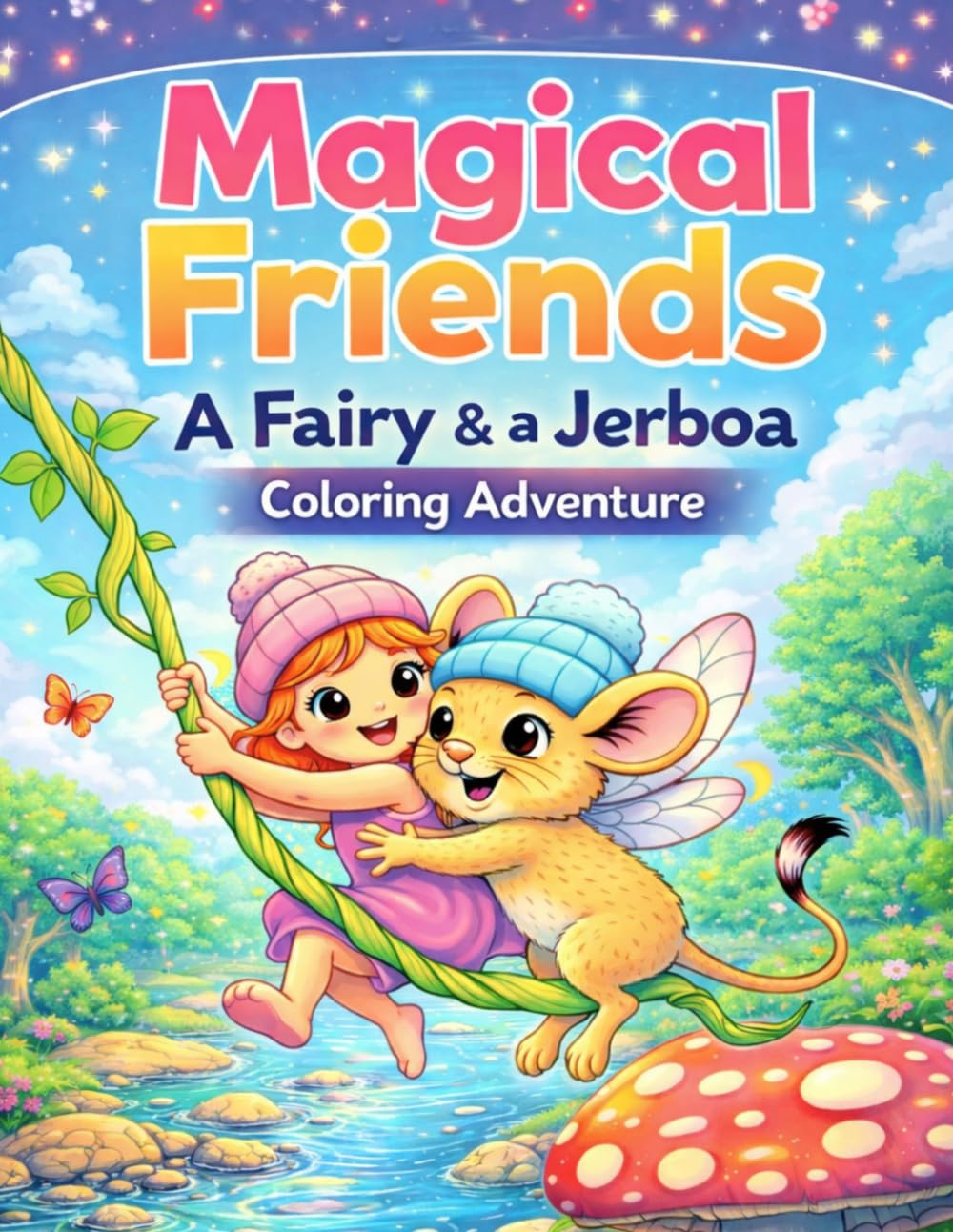 Magical Friends: A Fairy & a Jerboa Coloring Adventure: Cute Fantasy Coloring Book for Kids & Adults Featuring Cozy Woodland Scenes, Adorable Animal Friends & Relaxing Magical Adventures
