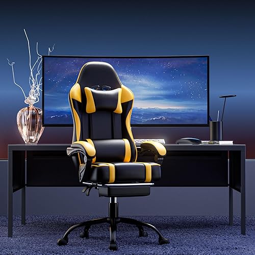 Miniatura 2 de Silla gamer de oficina con reposapiés, silla ancha de computadora para personas pesadas, sillas de videojuegos para adultos para deportes