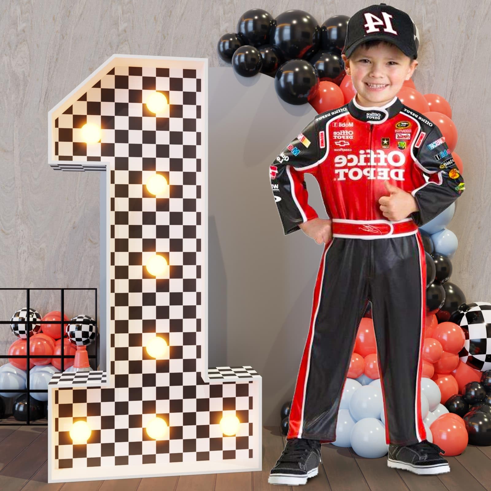 Imprsv Race Car Birthday Party Decorations, 3ft Fast One Marquee Number 1