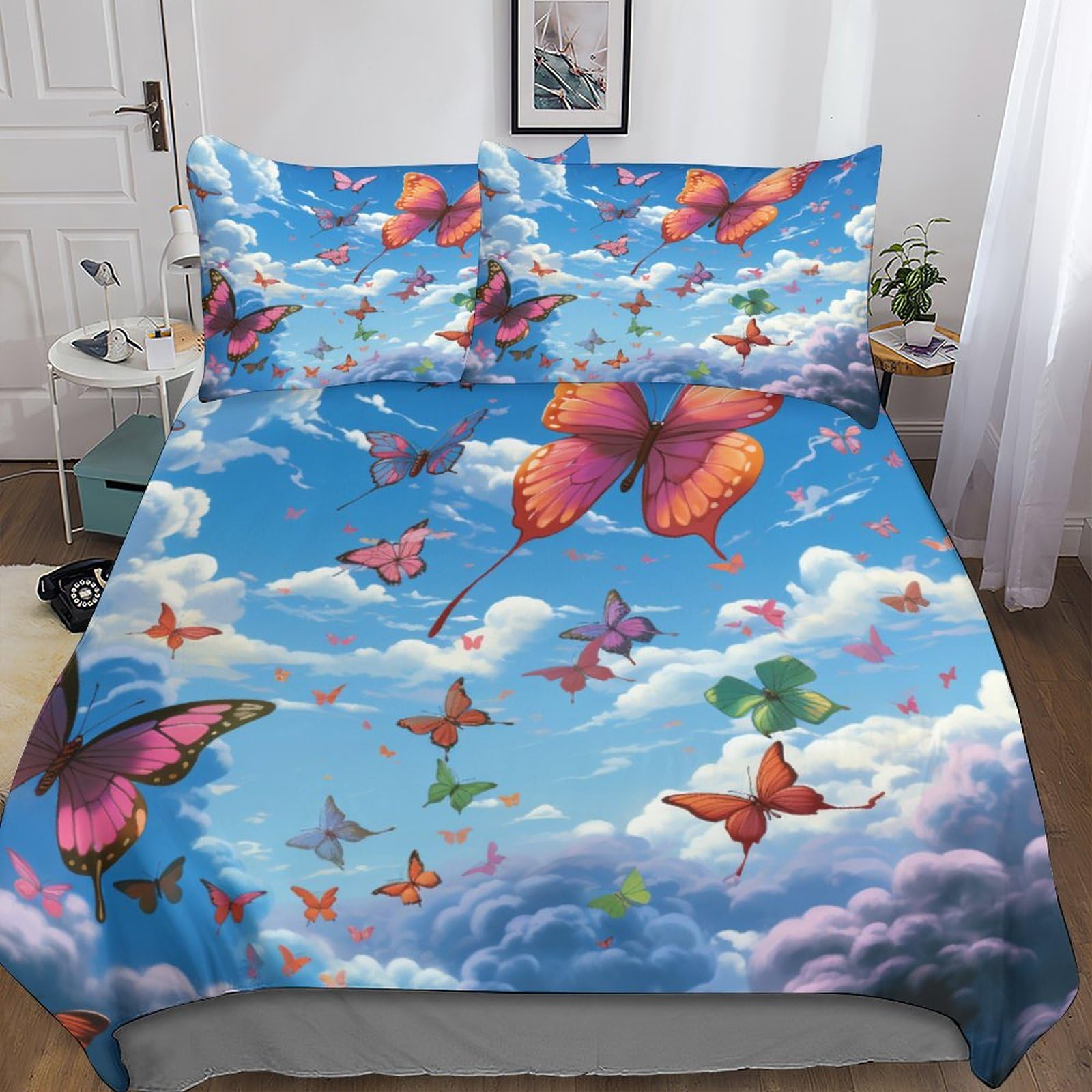 Ensemble de literie papillon de qualité supérieure en microfibre 200x200cm