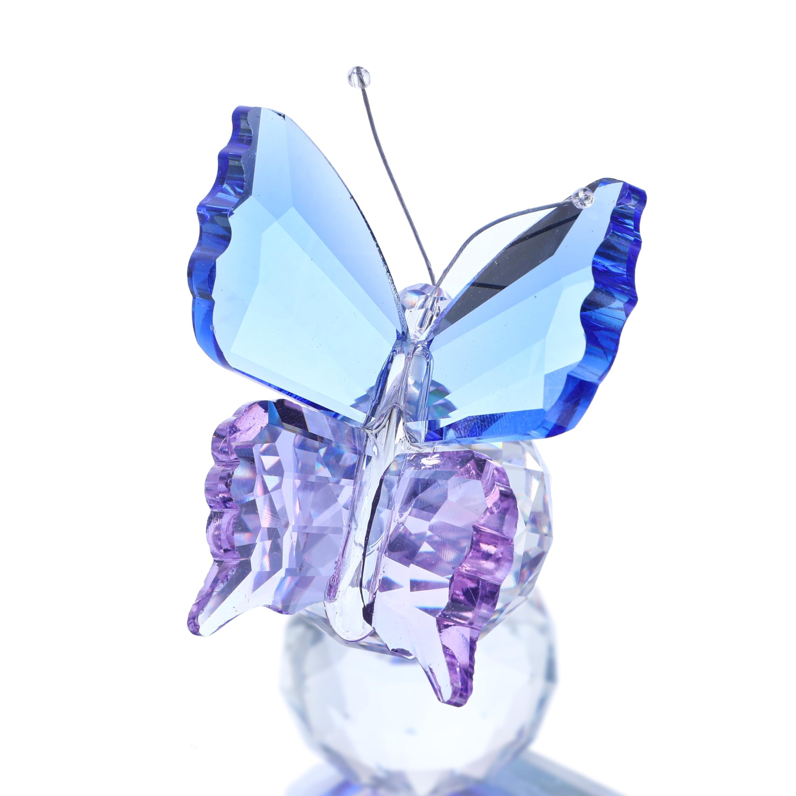 Figura decorativa de mariposa de cristal para decoración de boda del hogar, decoración de mariposa voladora, estatua coleccionable (paquete de 4)